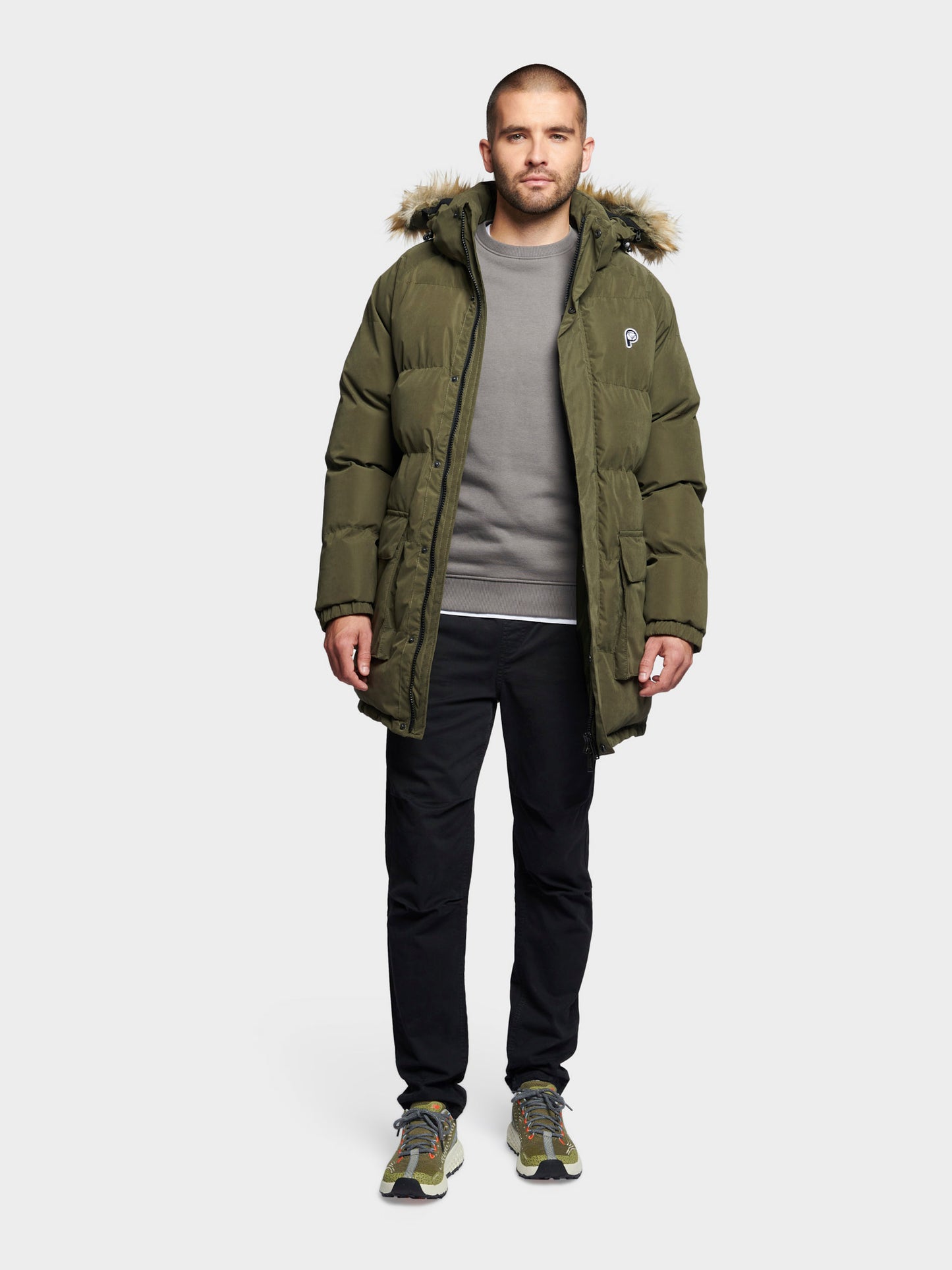 P Bear Puffer Jacket in Forest Night