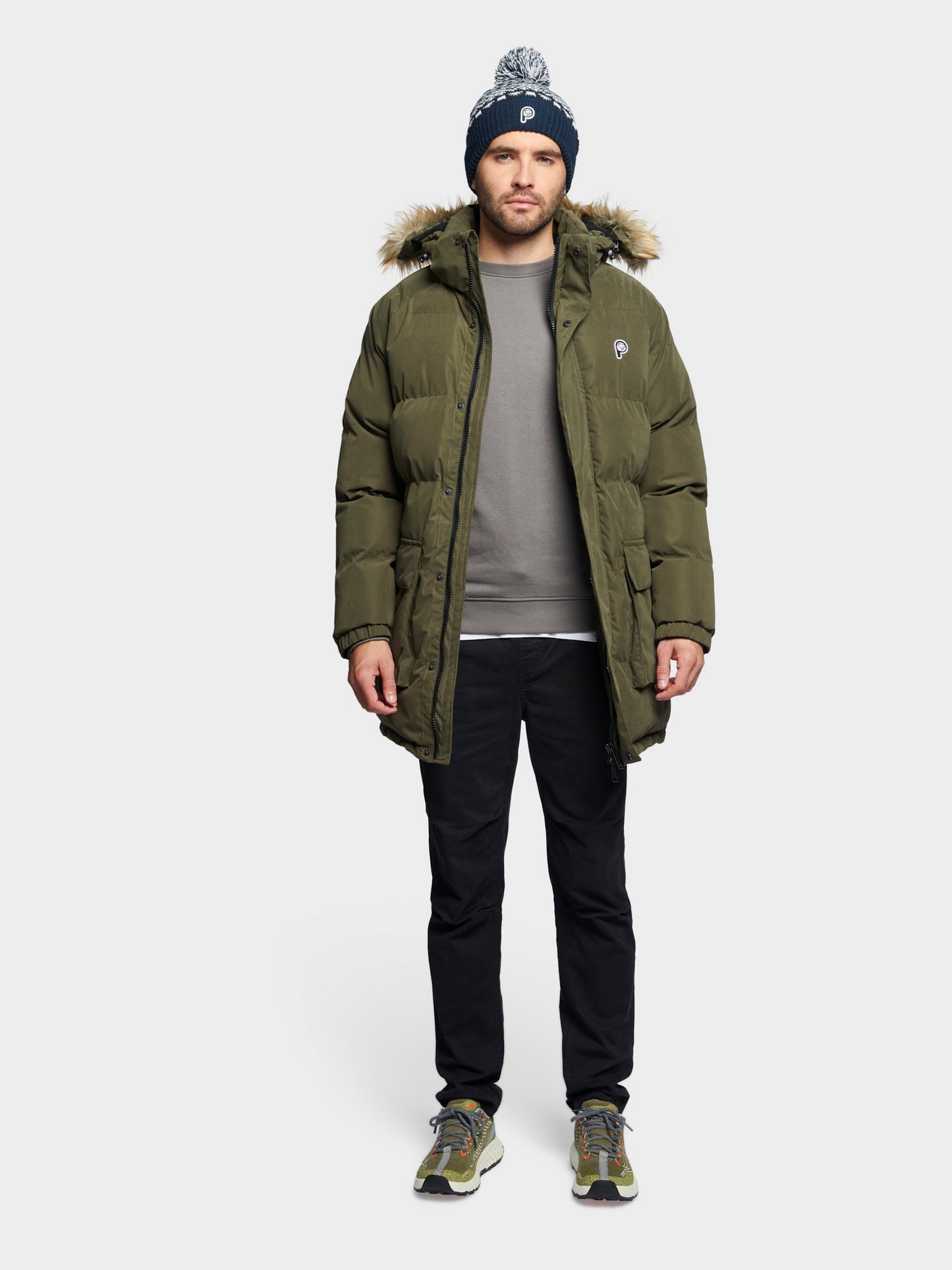 P Bear Puffer Jacket in Forest Night