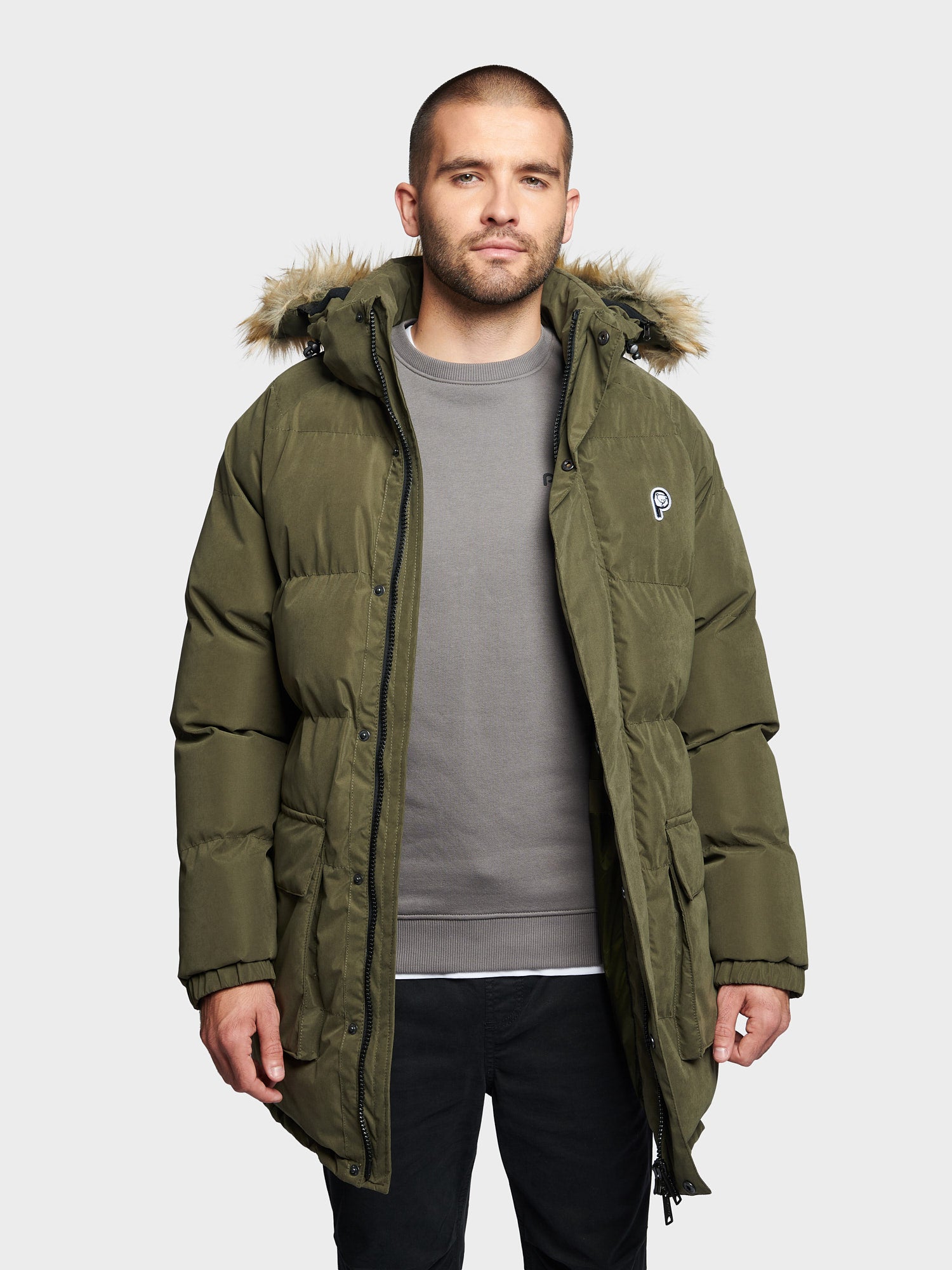 P Bear Puffer Jacket in Forest Night