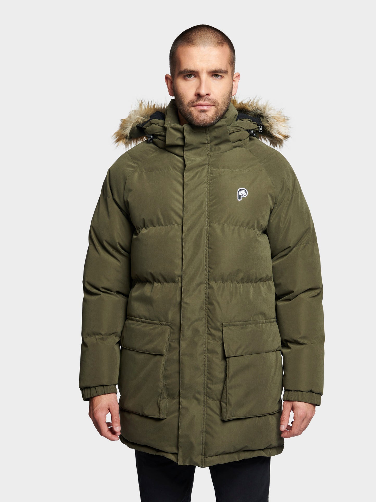 P Bear Puffer Jacket in Forest Night
