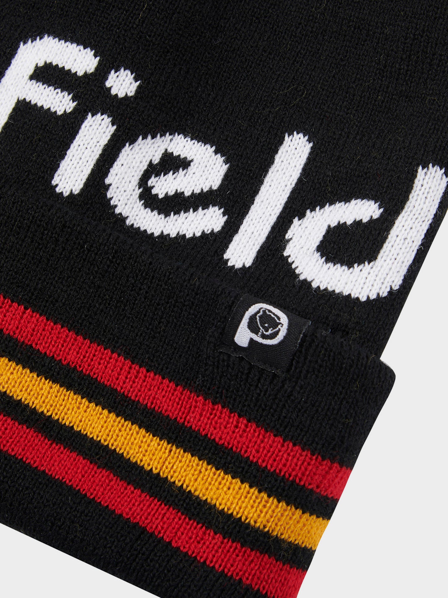 Intarsia Knit Bobble Beanie in Black