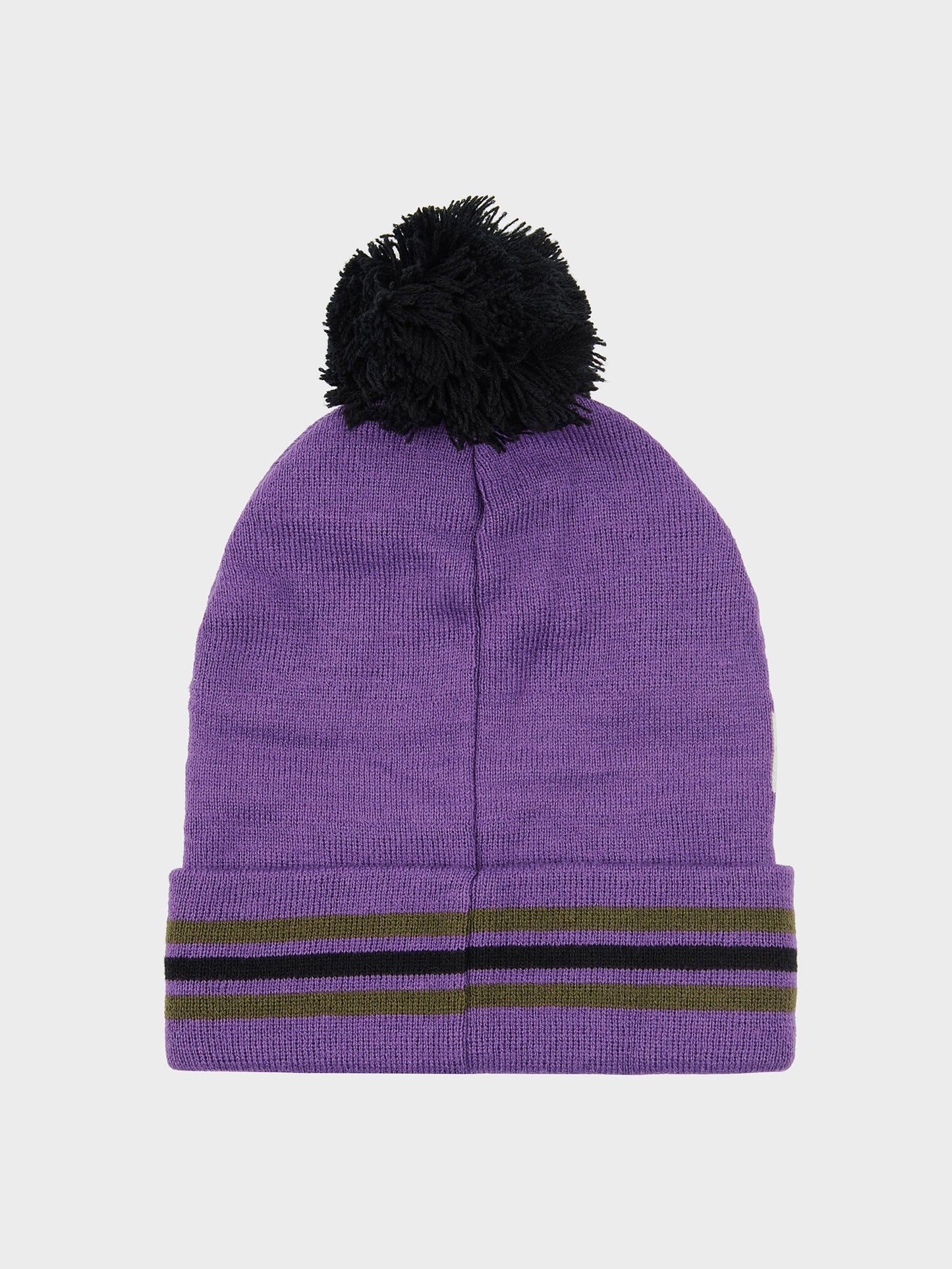Intarsia Knit Bobble Beanie in Pansy