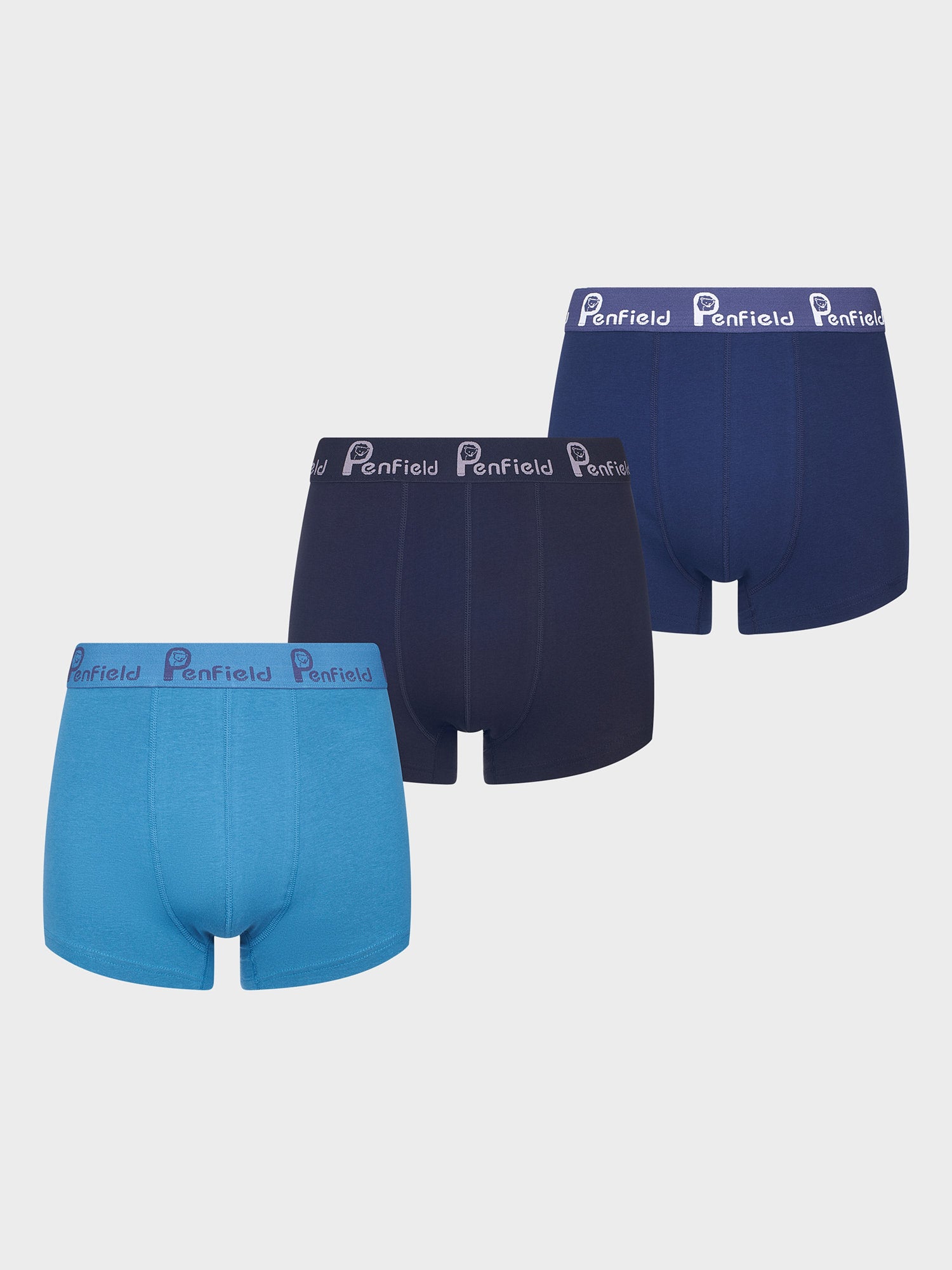 P Bear Boxer Trunks – 3 Pack in Mallard Blue