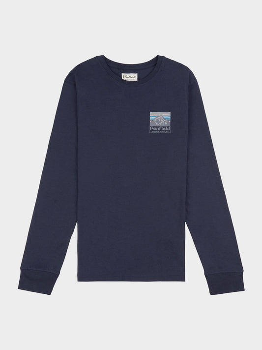 Back Graphic Long Sleeve T-Shirt Navy Blue
