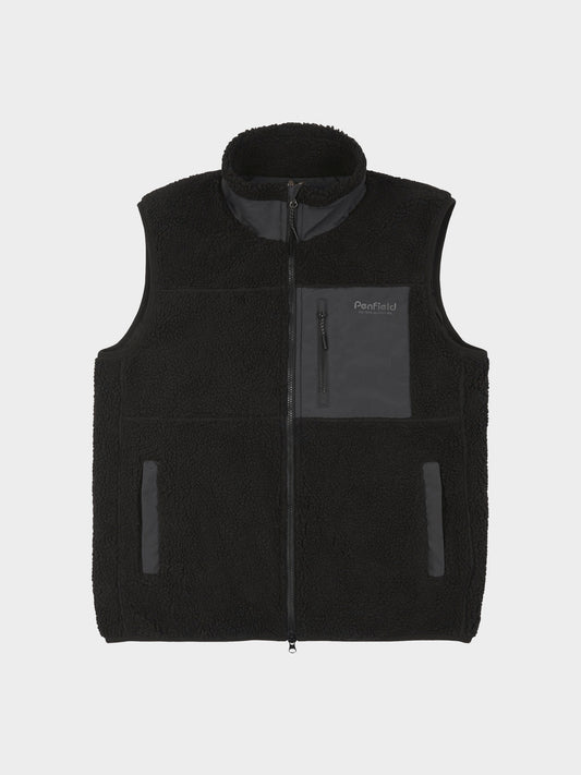 Hudson Script Fleece Vest in Black