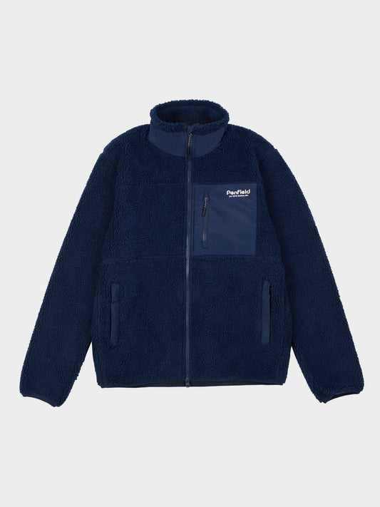 Hudson Script Fleece Jacket in Navy Blue
