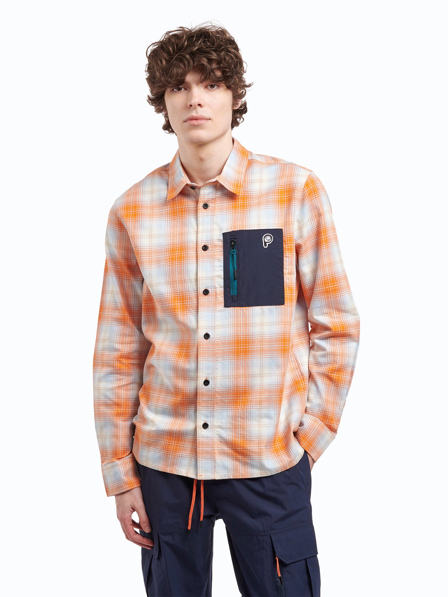 Penfield Straight Hem Nylon Zip Pocket Shirt Jaffa Orange