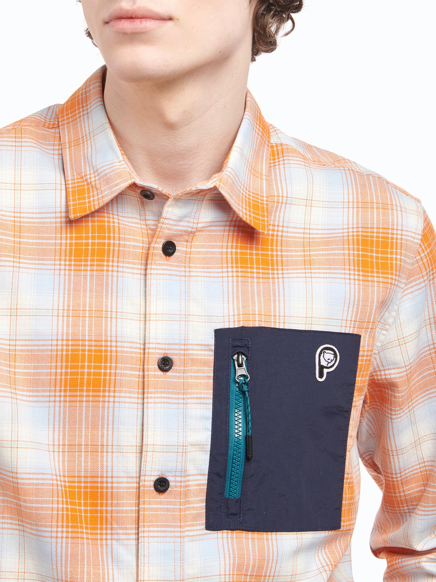Penfield Straight Hem Nylon Zip Pocket Shirt Jaffa Orange