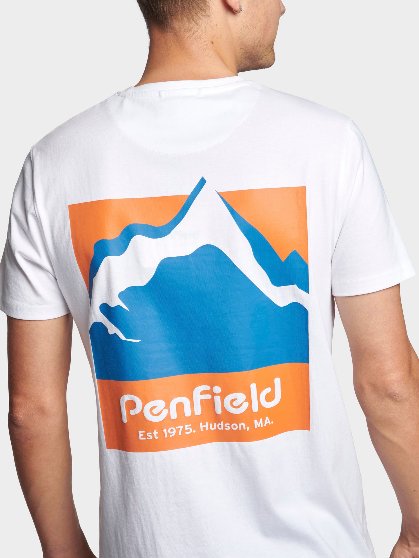 Relaxed Fit Mountain Scene Back Graphic T-Shirt in Bright White