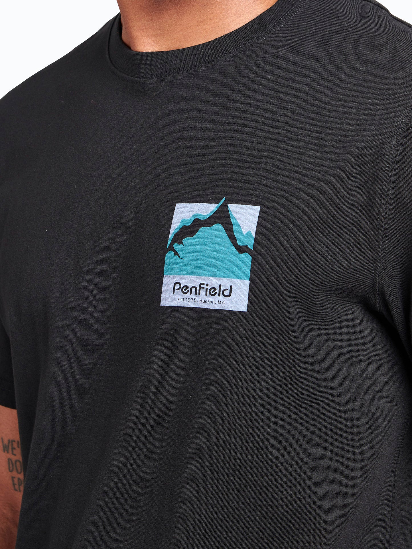 Relaxed Fit Mountain Scene Back Graphic T-Shirt in Black