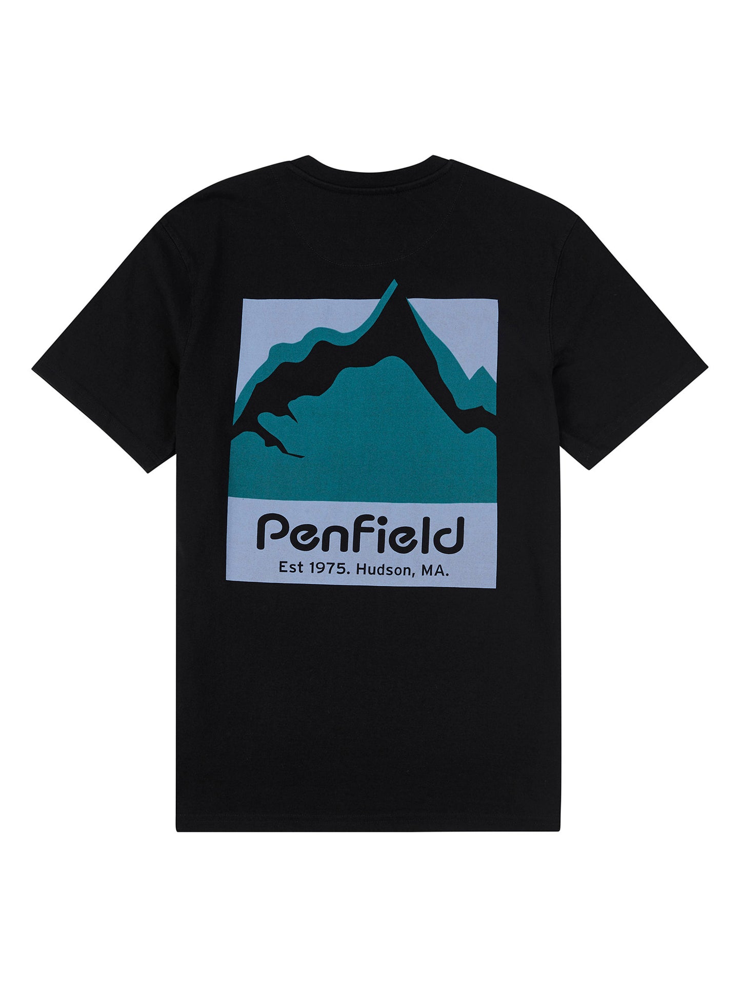 Relaxed Fit Mountain Scene Back Graphic T-Shirt in Black