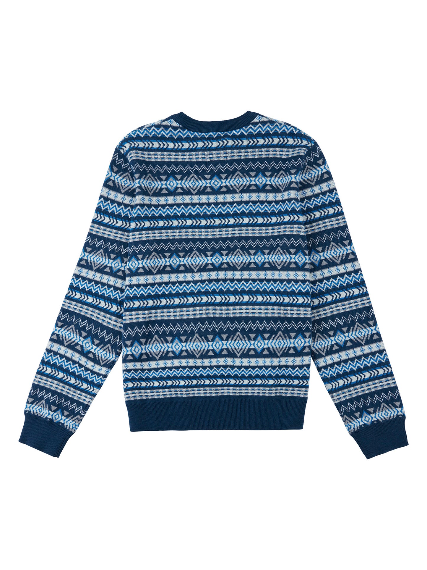 Geo Jacquard Knit Sweater in Blue Wing Teal