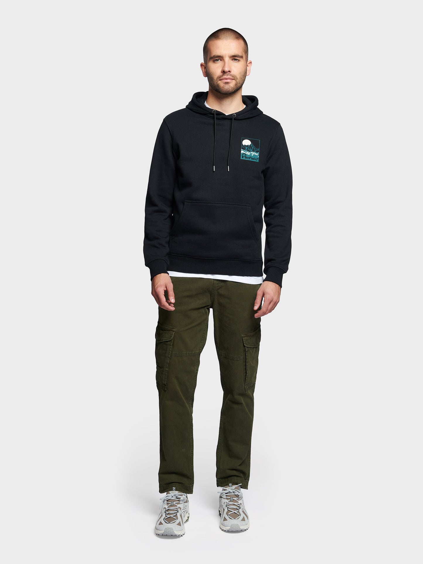 Washed Mountain Graphic Hoodie in Black
