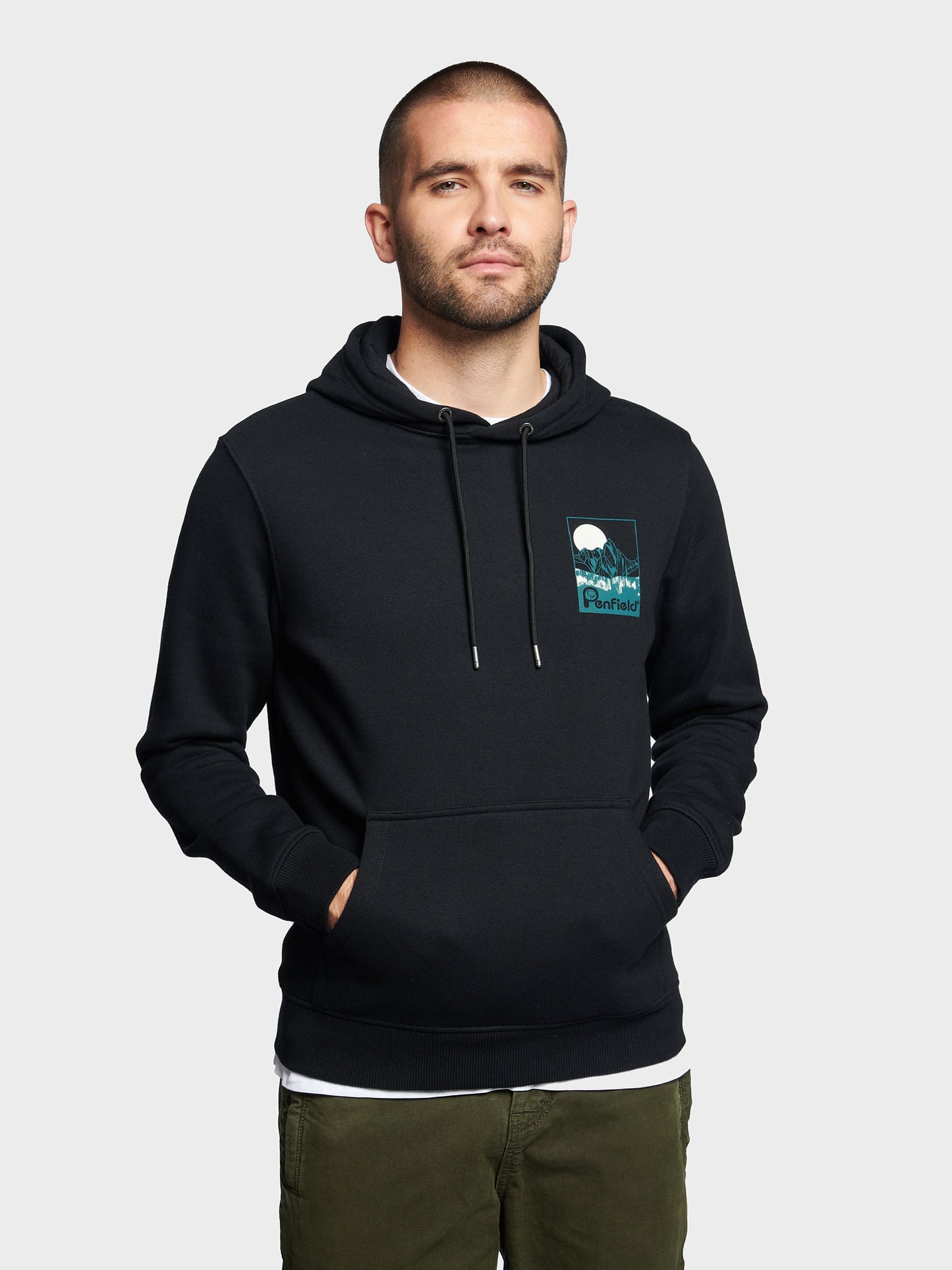 Washed Mountain Graphic Hoodie in Black