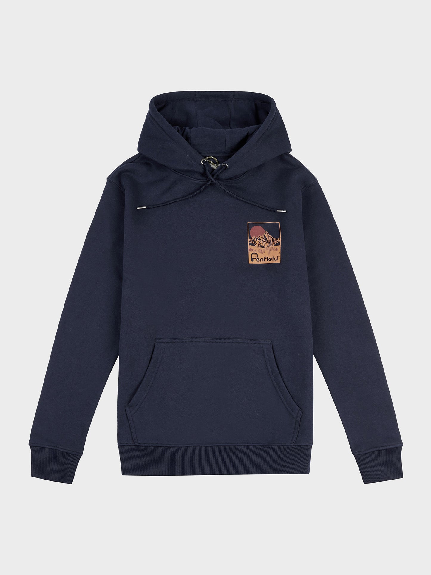 Washed Mountain Graphic Hoodie in Navy Blue