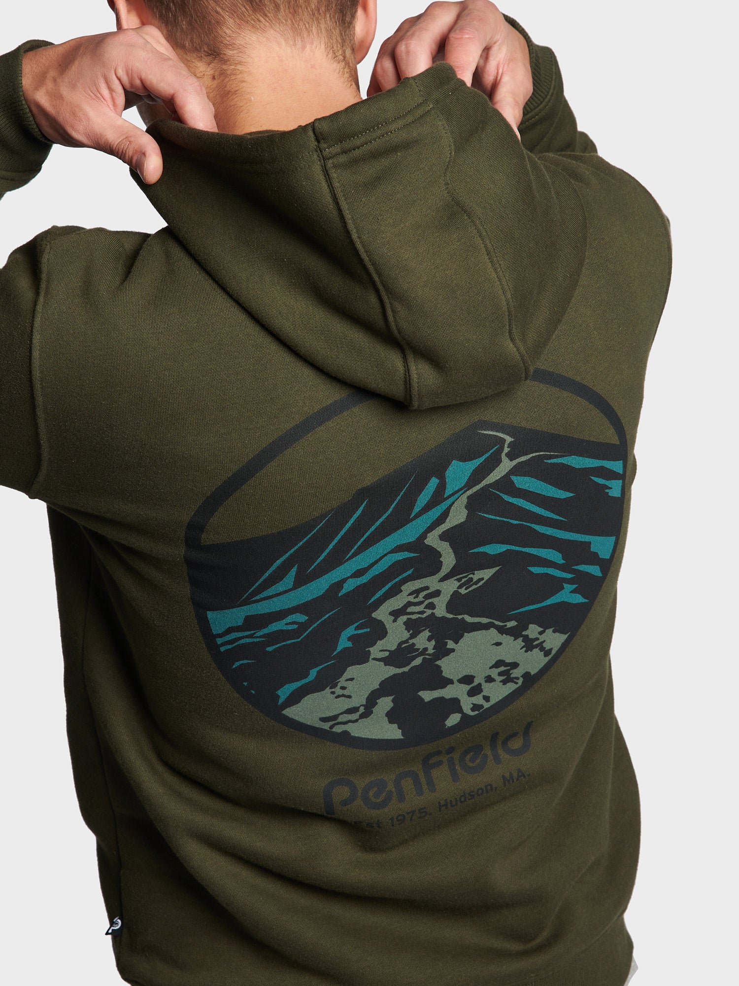 Ridge Trail Back Graphic Hoodie in Forest Night