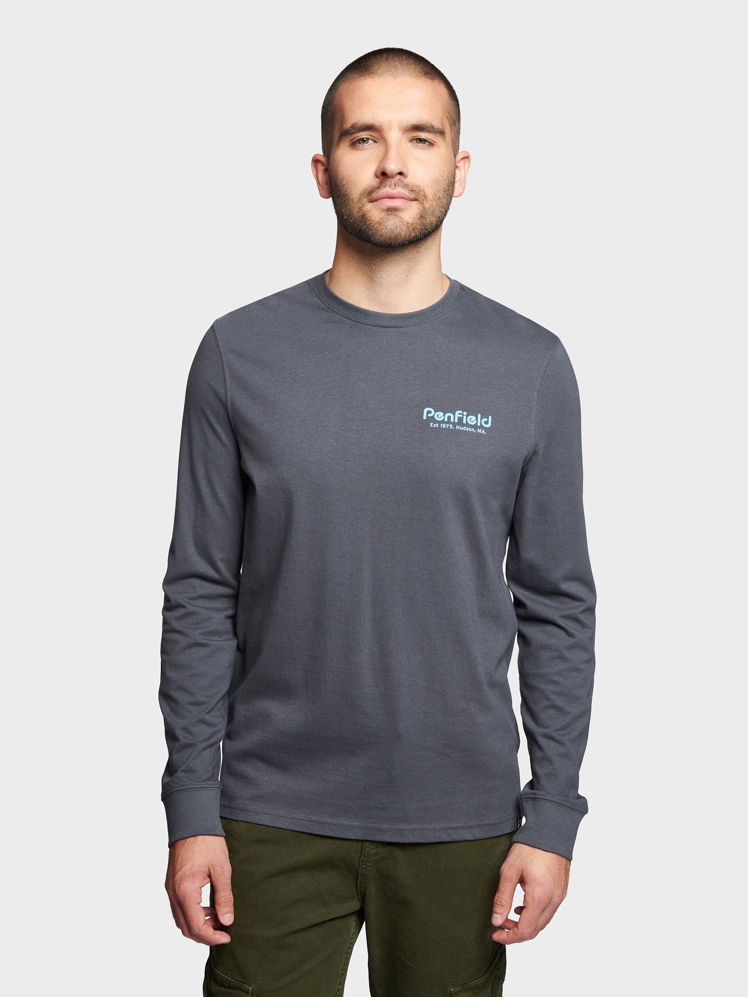 Sketch Mountain Back Graphic Long Sleeve T-Shirt in Ebony