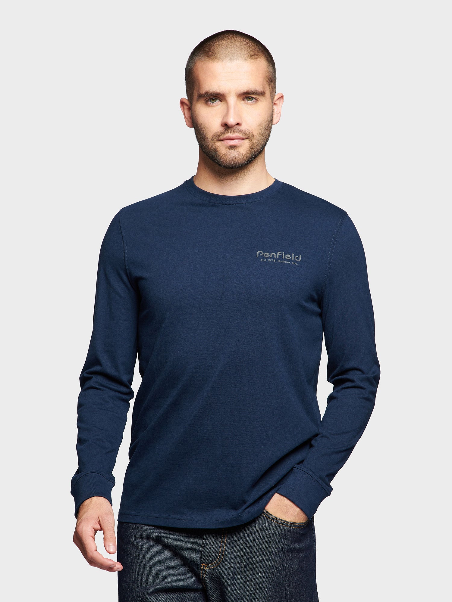 Arc Mountain Long Sleeve T-Shirt in Navy Blue