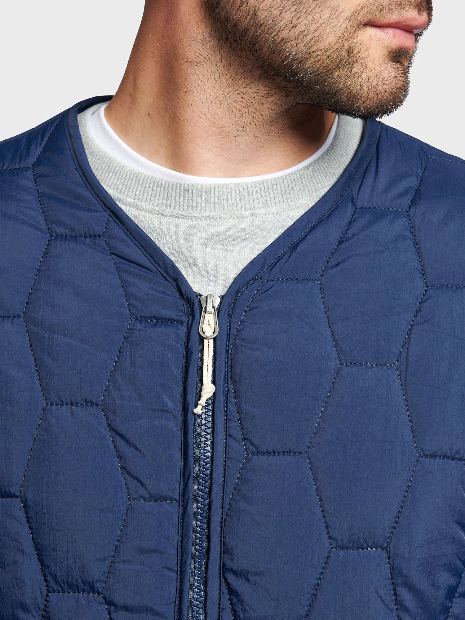 Hexagon Quilt Liner Jacket in Navy Blue