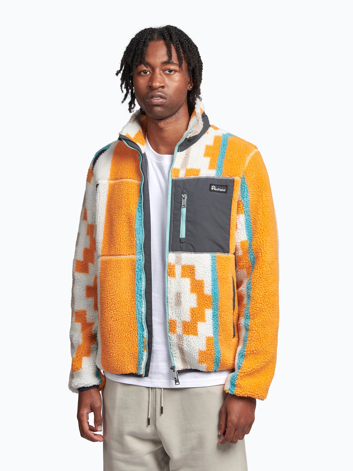 Geo Print Polar Fleece Mattawa in Apricot