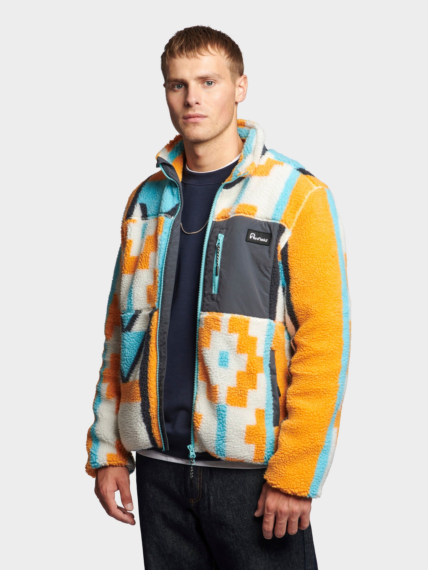 Geo Print Polar Fleece Mattawa in Apricot