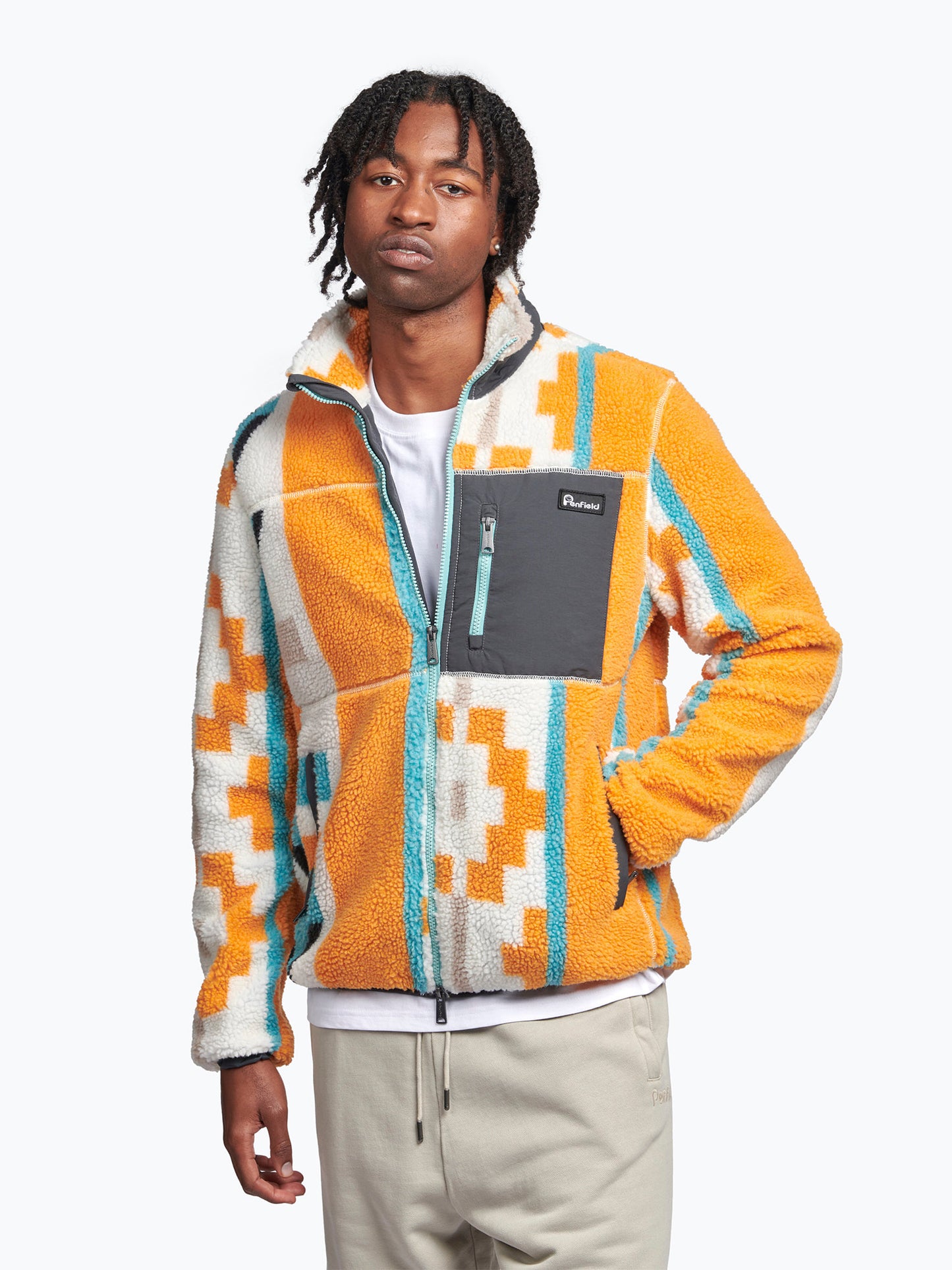 Geo Print Polar Fleece Mattawa in Apricot