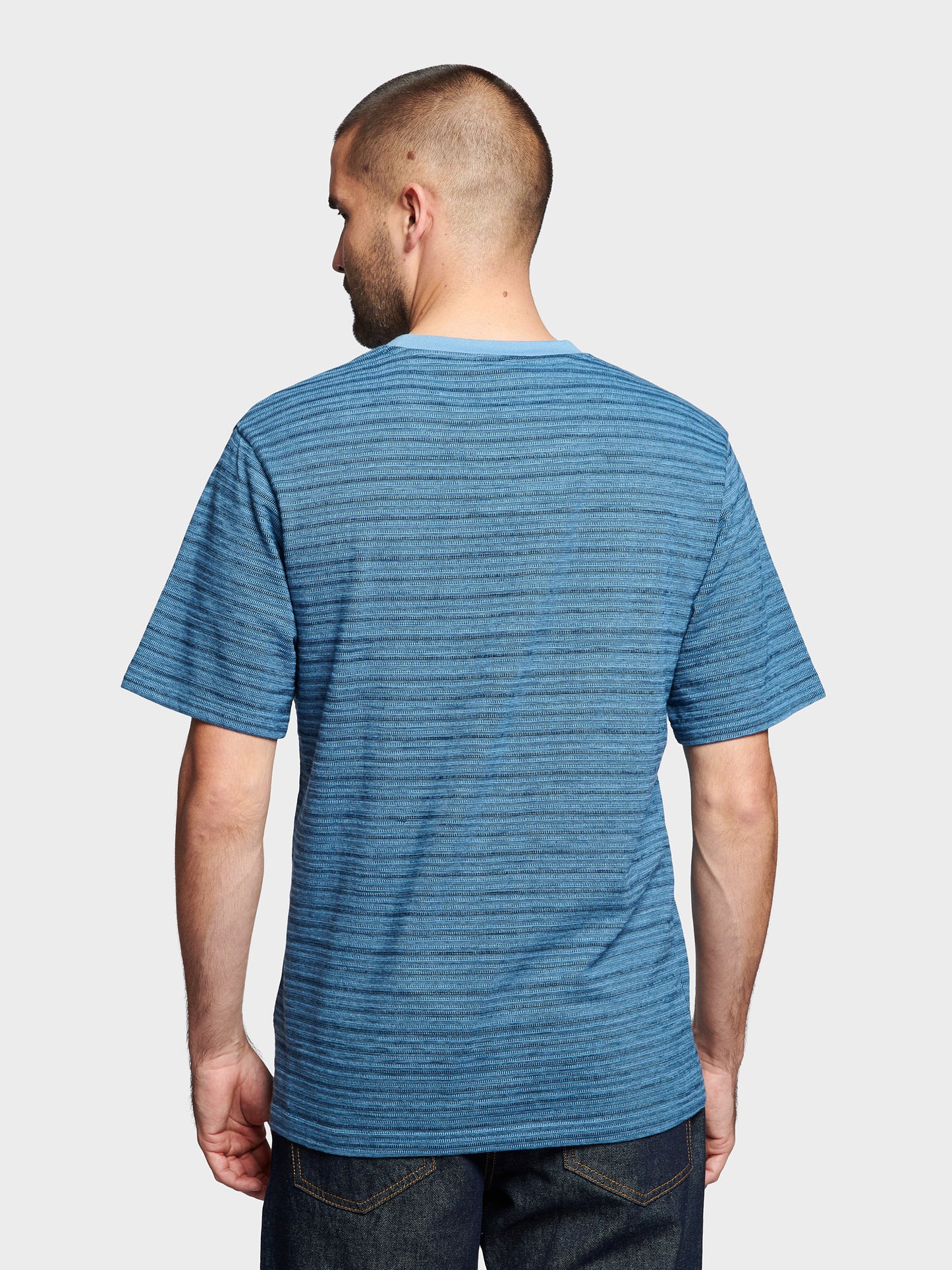 Textured Stripe T-Shirt in Riviera