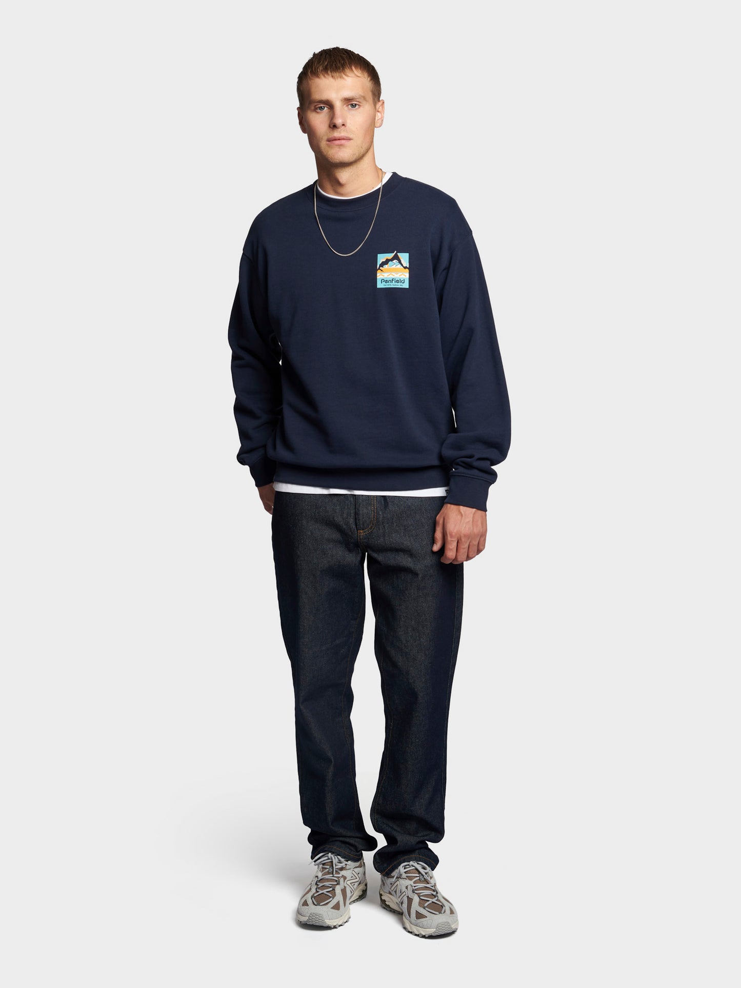 Geo Back Print Sweater in Navy Blue
