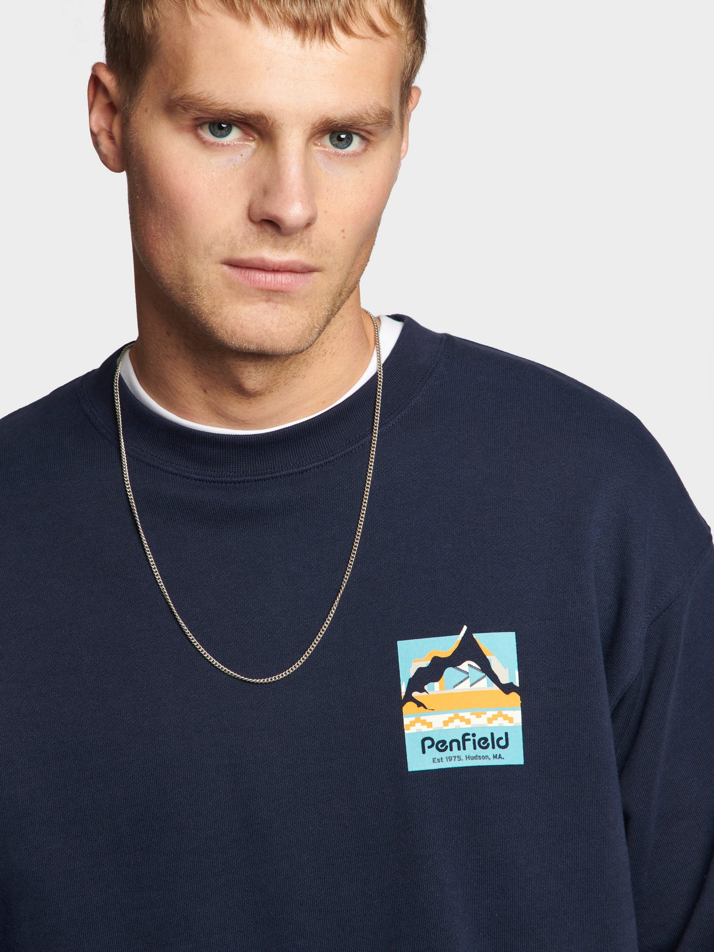 Geo Back Print Sweater in Navy Blue