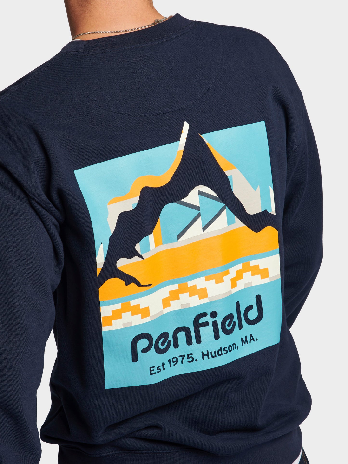 Geo Back Print Sweater in Navy Blue