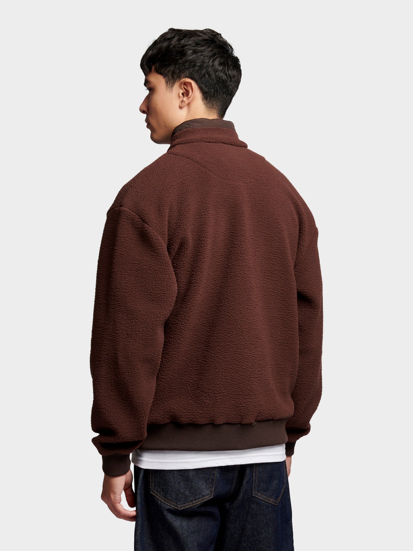 Penfield Mens 1/4 Zip Funnel Neck Fleece in Chicory Coffee