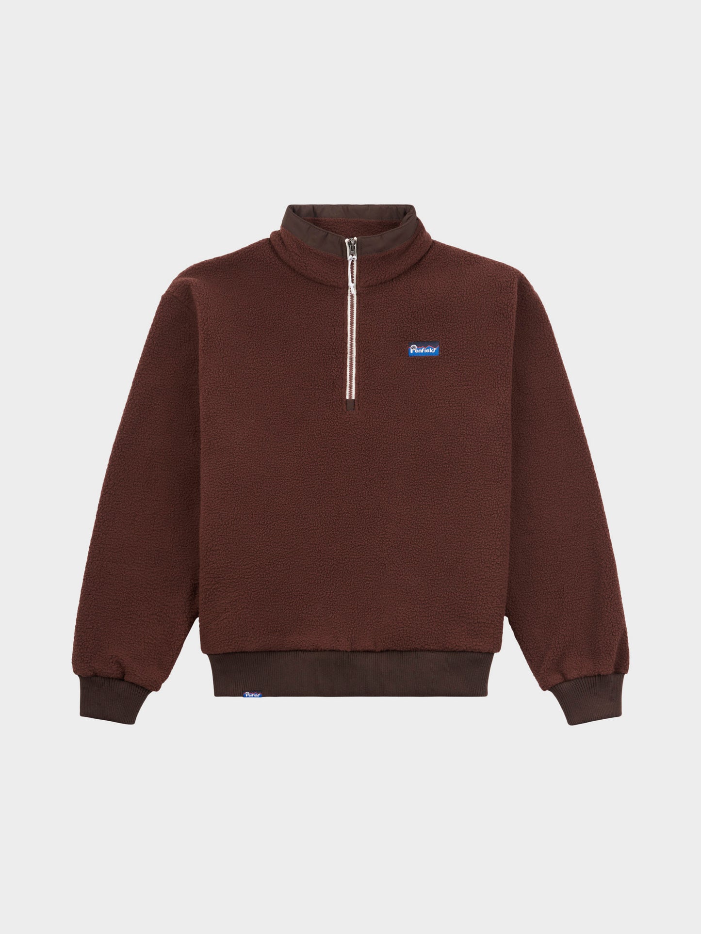 Penfield Mens 1/4 Zip Funnel Neck Fleece in Chicory Coffee