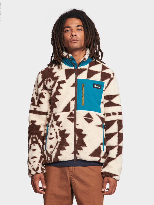 Winter Geo Mattawa Borg Fleece Jacket in Shaved Chocolate