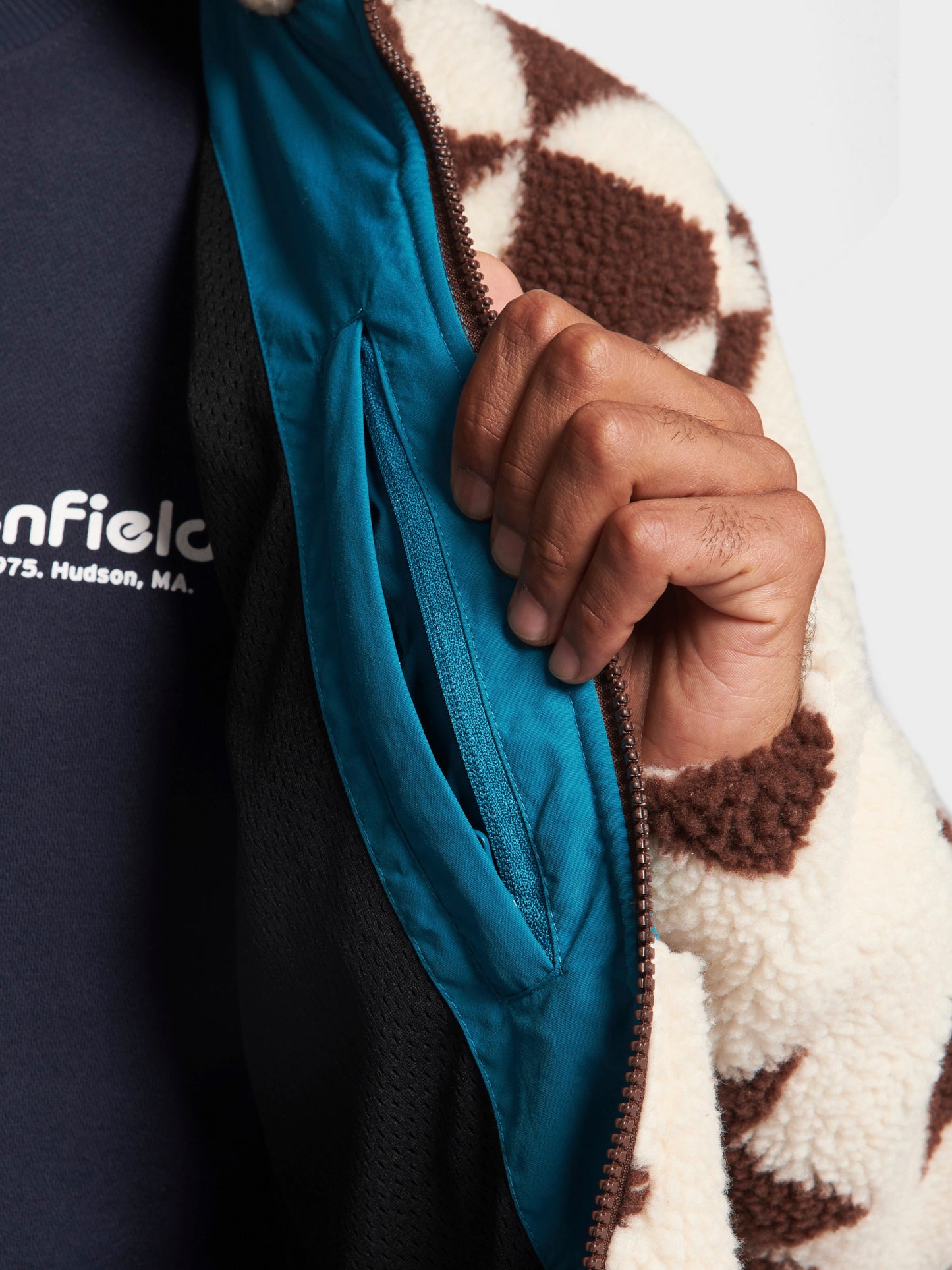 Winter Geo Mattawa Borg Fleece Jacket in Shaved Chocolate