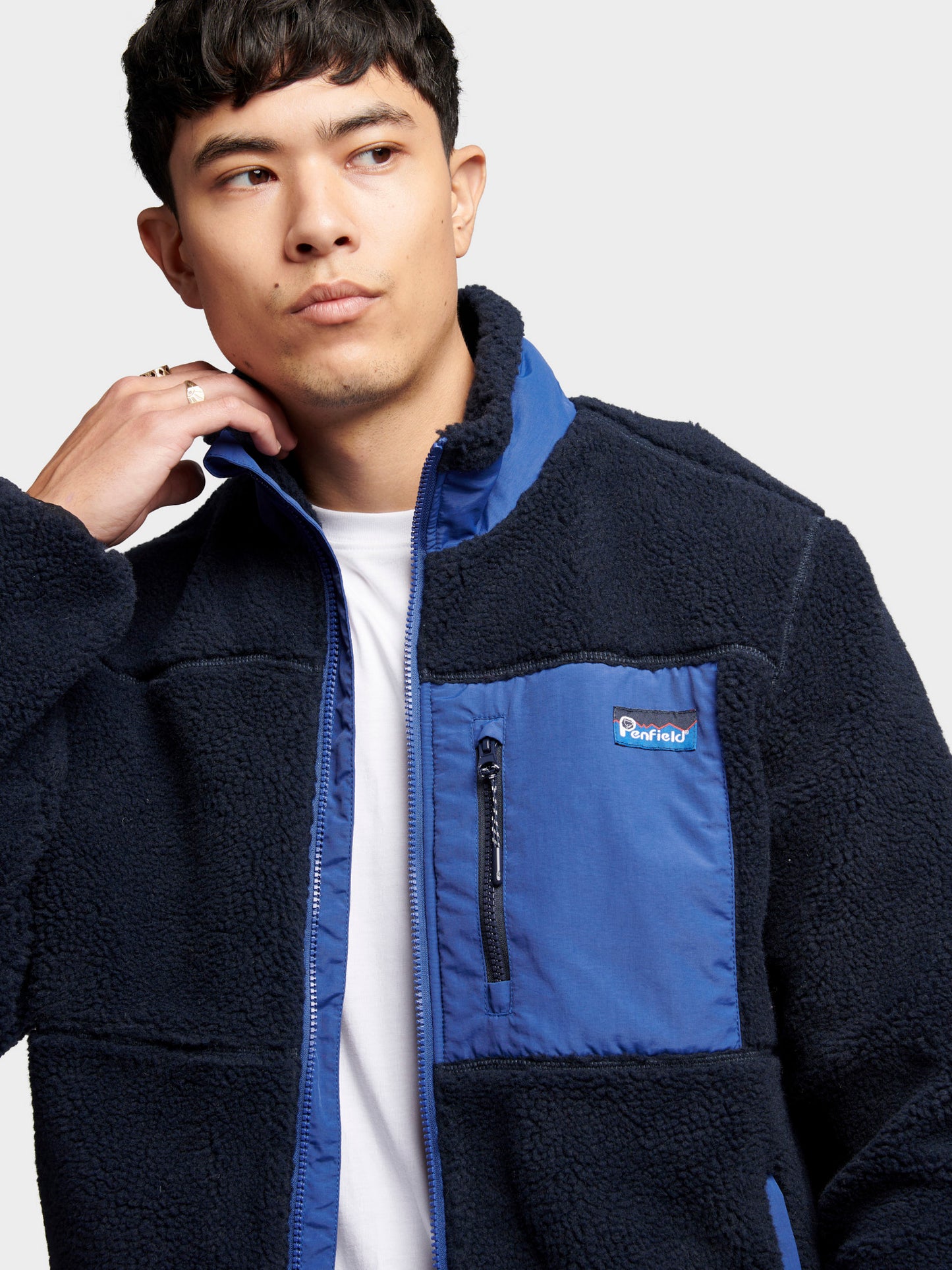 Penfield Mens Mattawa Fleece Jacket in Navy Blue