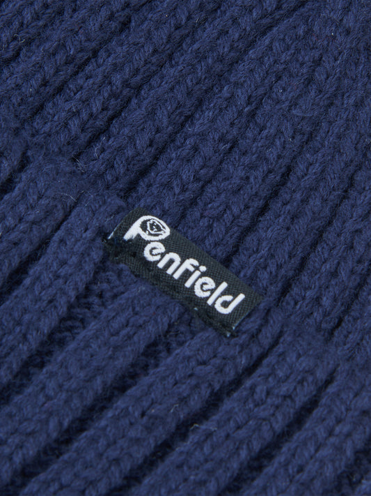 Ribbed Fisherman Beanie in Navy Blue