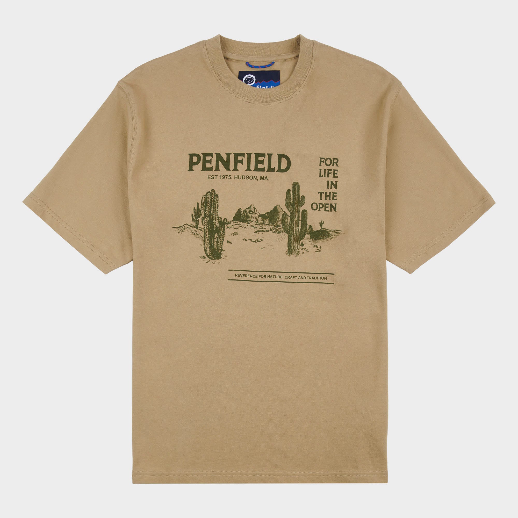 Relaxed Fit Reverence Print T-Shirt in Slate Green