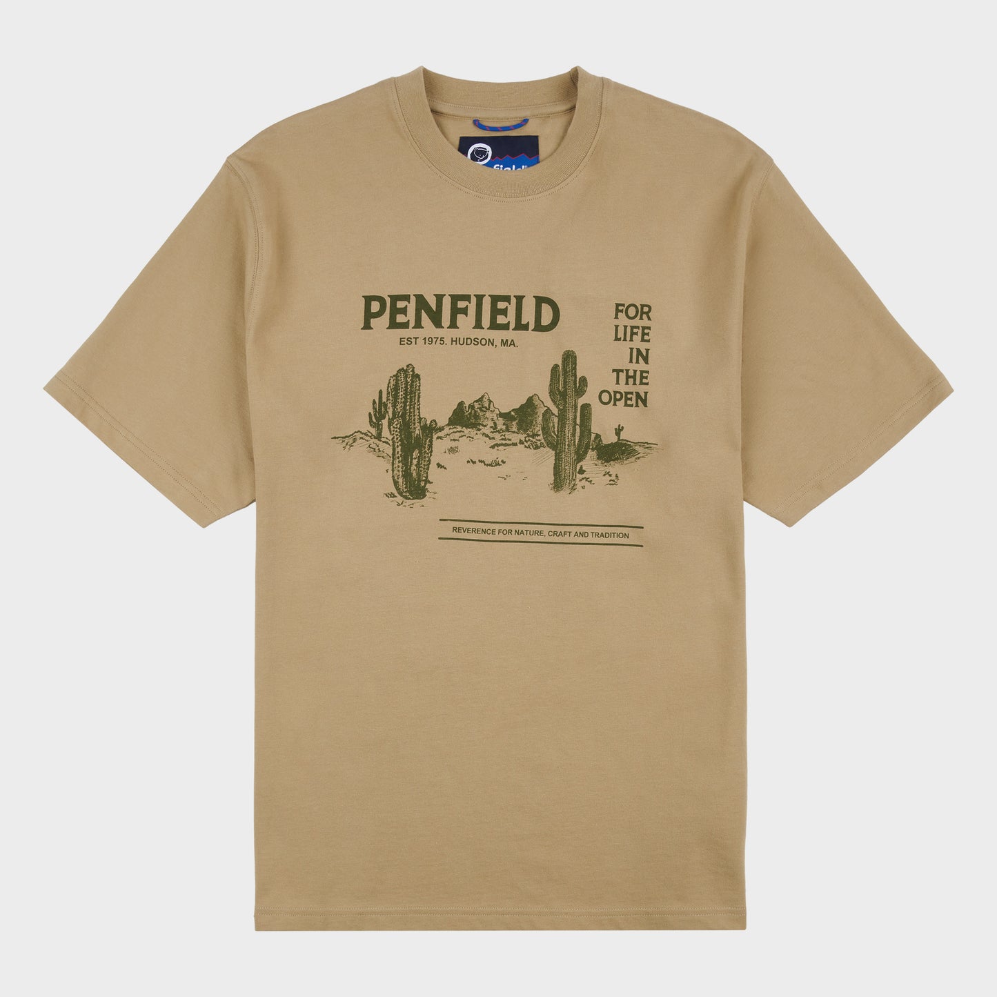 Relaxed Fit Reverence Print T-Shirt in Slate Green