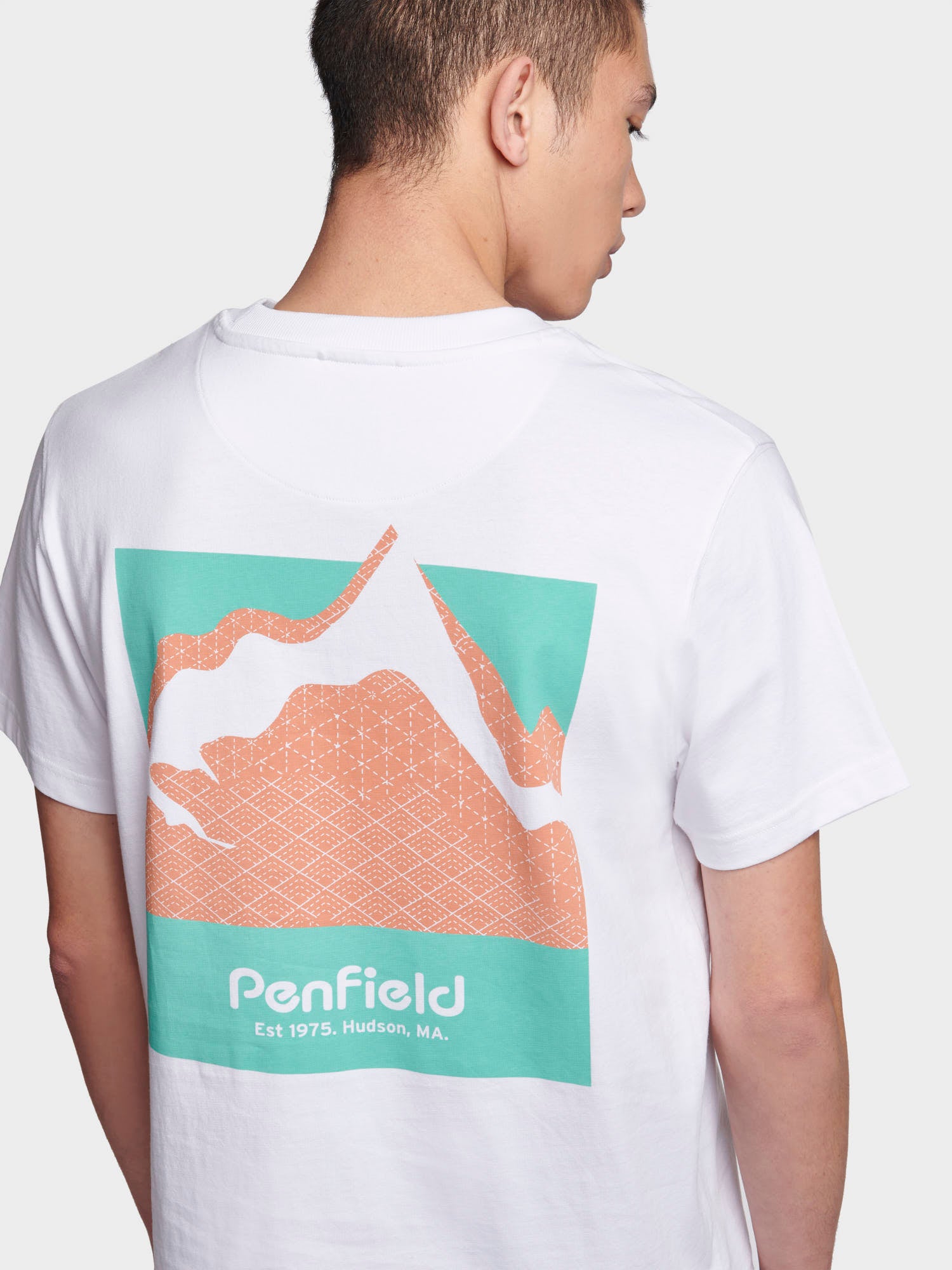 Relaxed Fit Mountain Back Print T-Shirt in Bright White