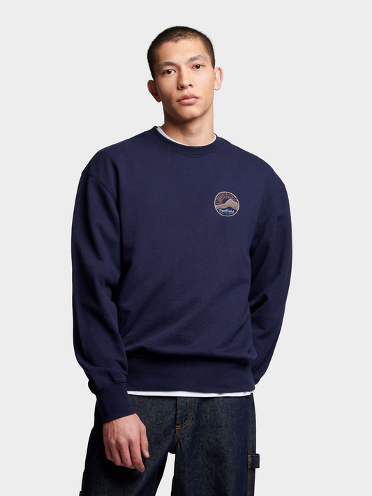 Relaxed Fit Circle Mountain Sweatshirt in Navy Blue