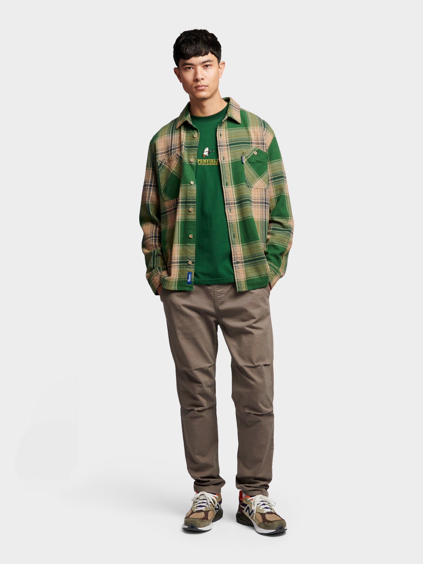 Penfield Mens Brushed Check Overshirt in Eden