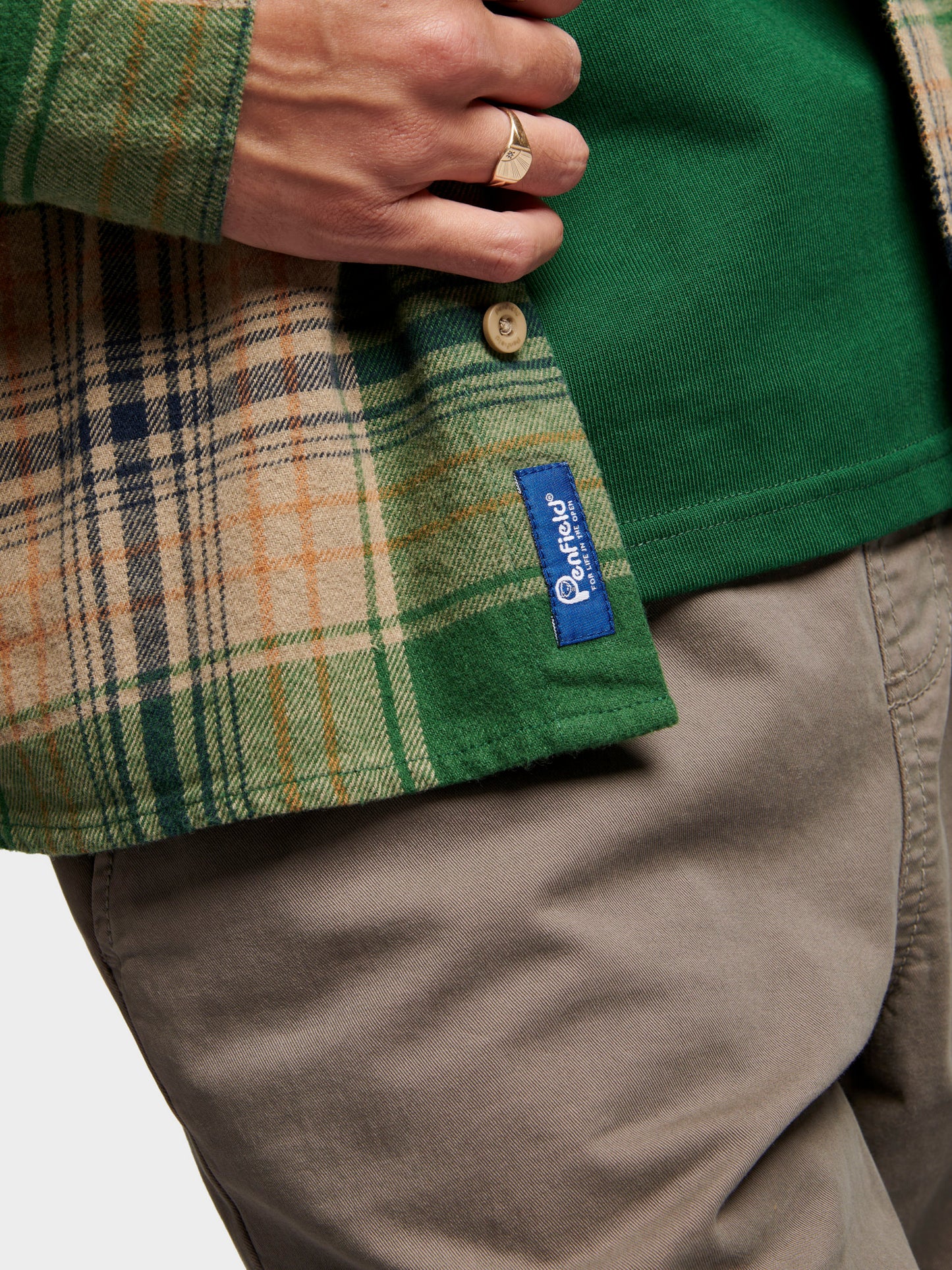 Penfield Mens Brushed Check Overshirt in Eden