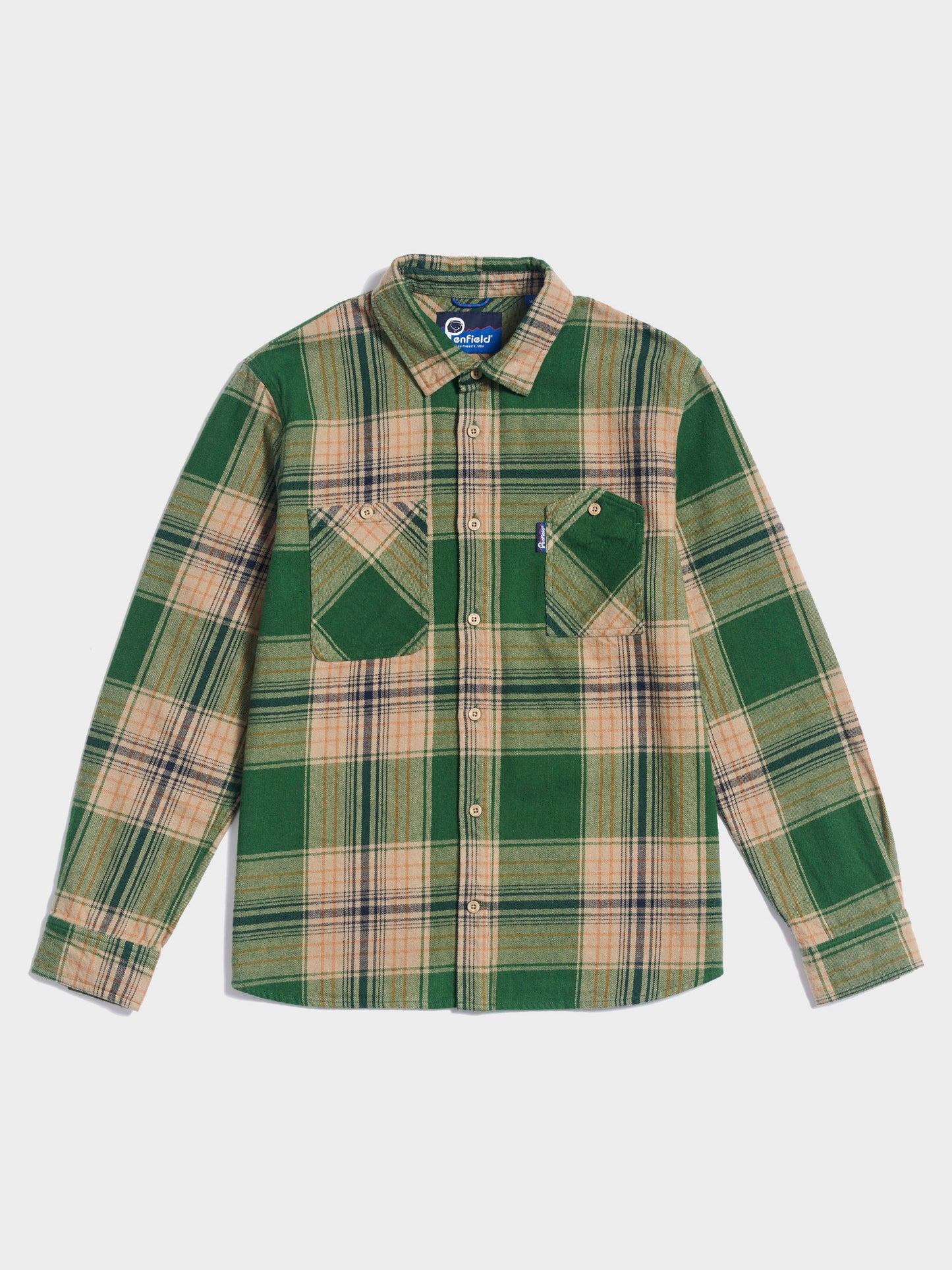 Penfield Mens Brushed Check Overshirt in Eden