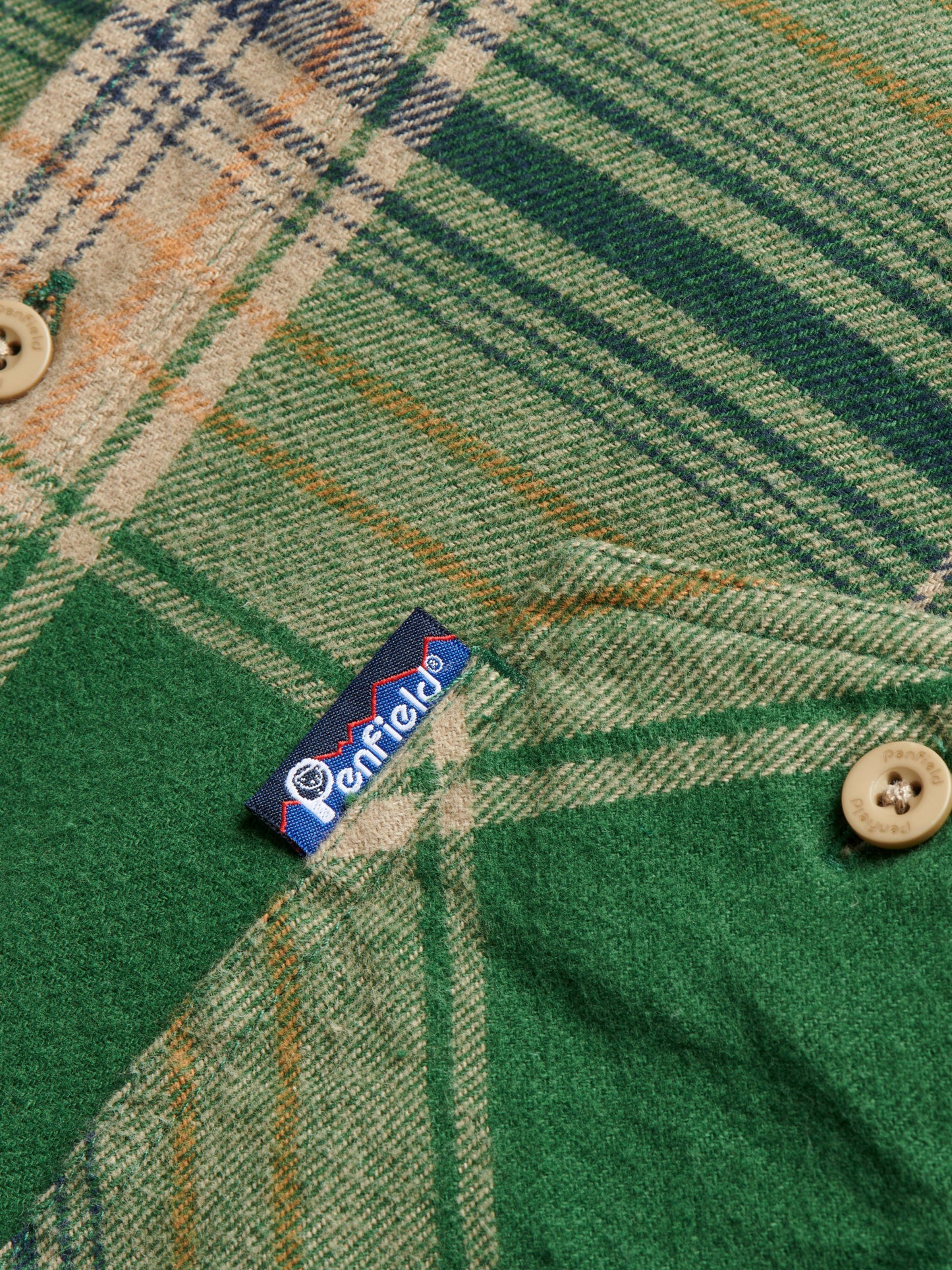Penfield Mens Brushed Check Overshirt in Eden