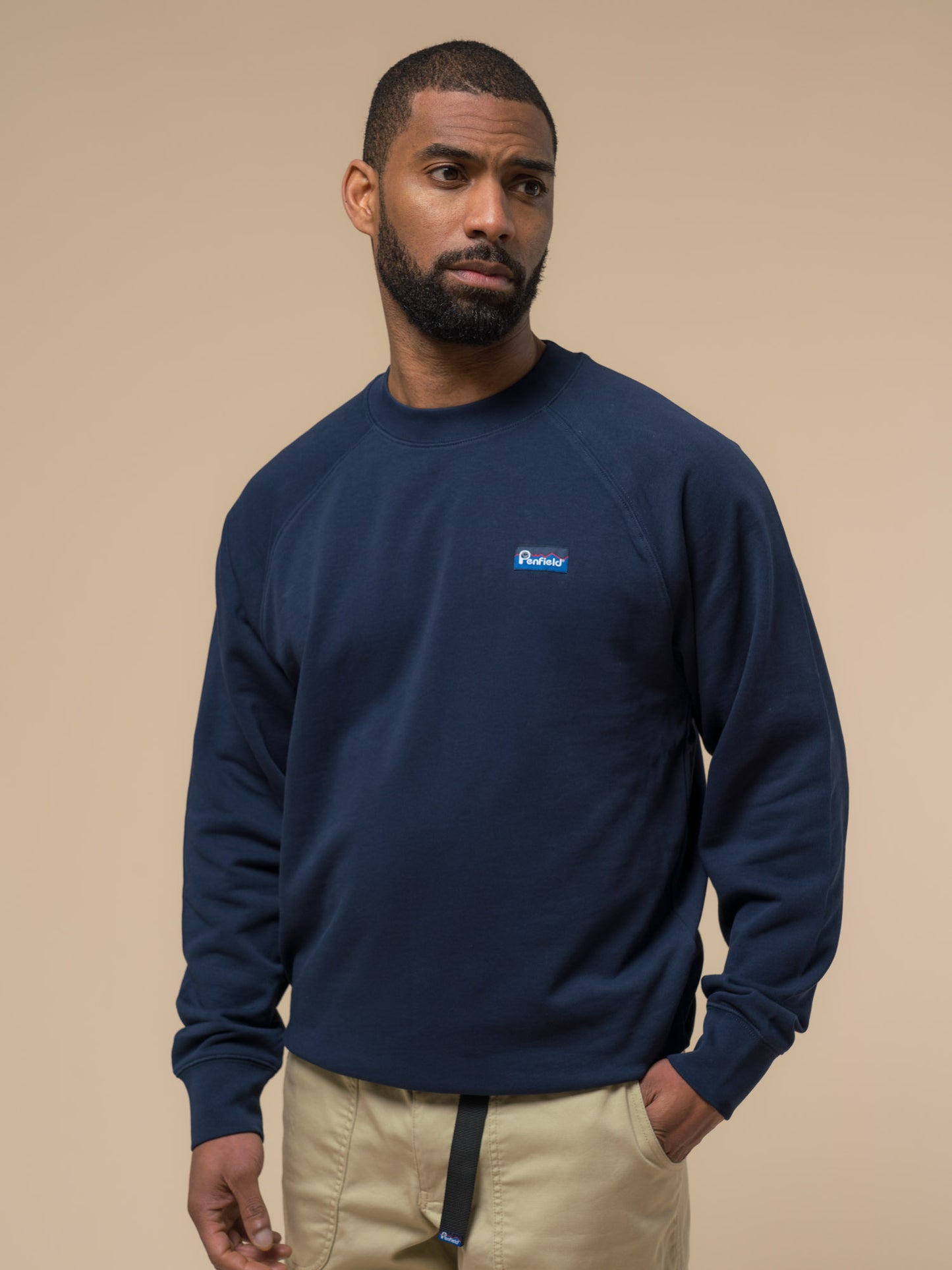 Penfield Mens Original Logo Sweatshirt in Navy Blue