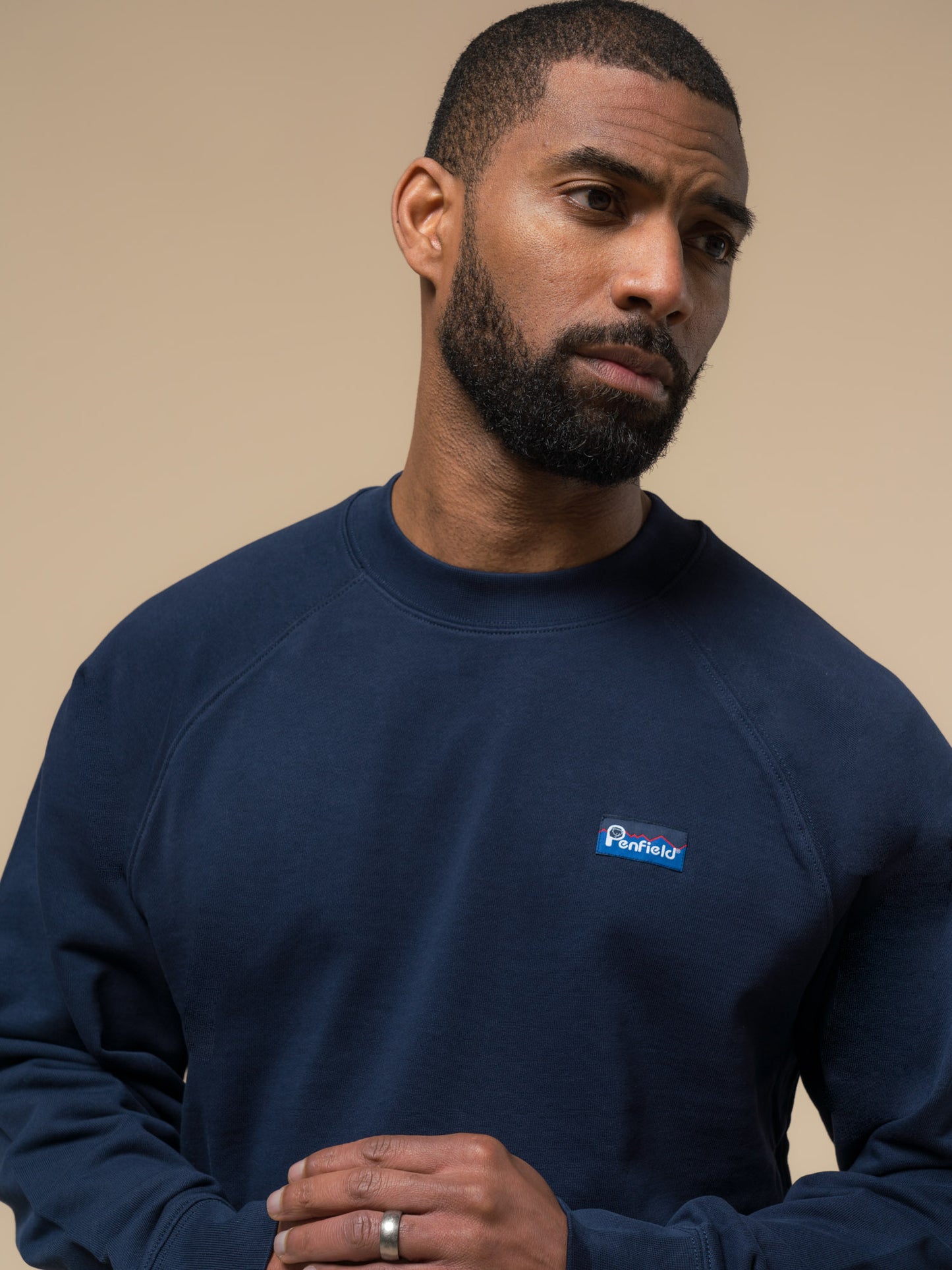 Penfield Mens Original Logo Sweatshirt in Navy Blue