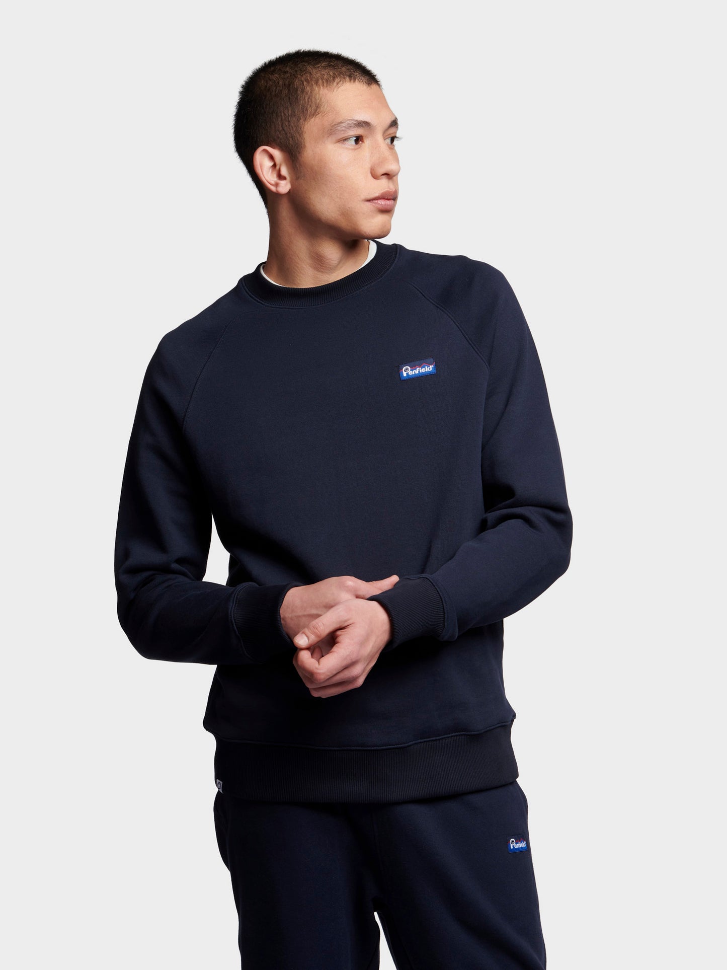 Penfield Mens Original Logo Sweatshirt in Navy Blue