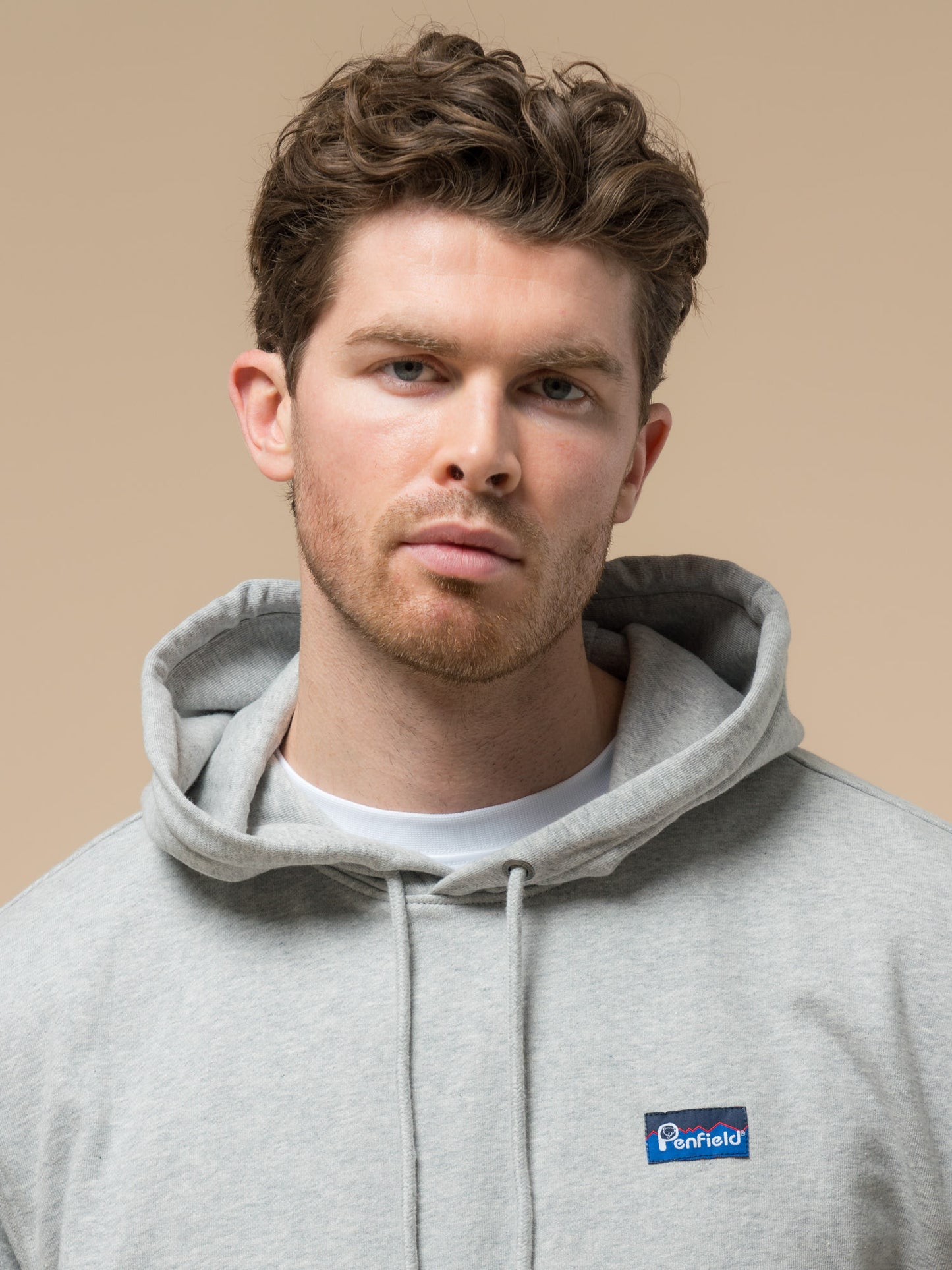 Penfield Mens Original Logo Hoodie in Athletic Grey Heather