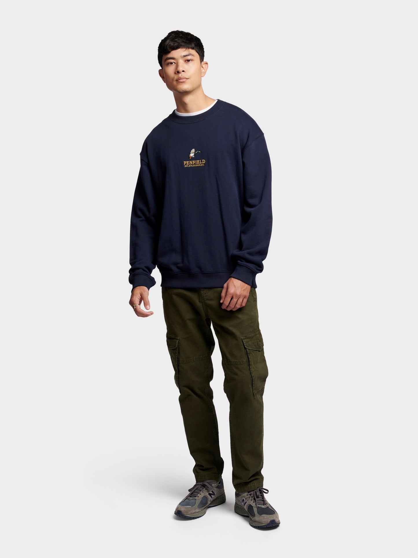 Penfield Mens Embroidered Mallard Sweatshirt in Navy Blue