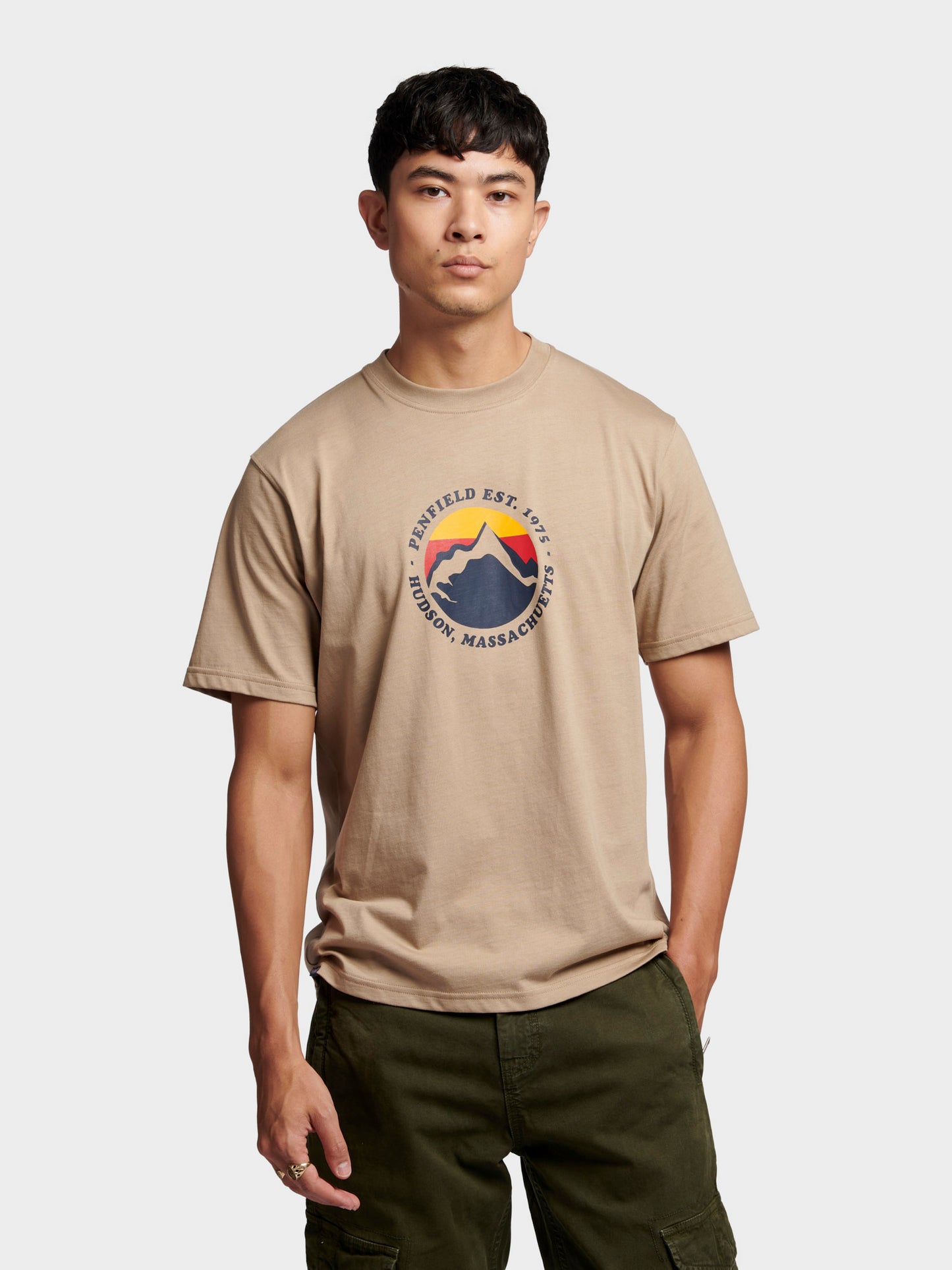Penfield Mens Circle Mountain T-Shirt in Chinchilla